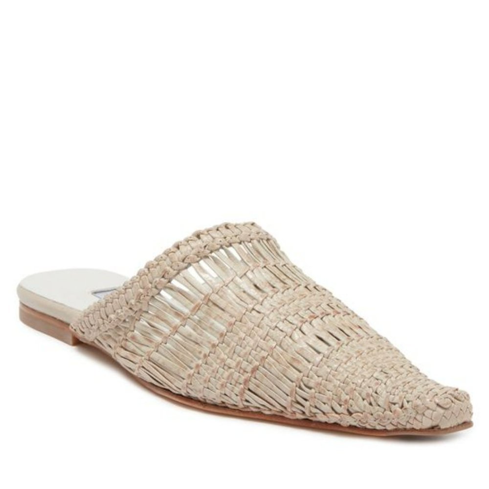 $350 MIISTA Erica Woven Leather Mule LEATHER POINTY TOE FLAT SLIDE tan  37 (D21)